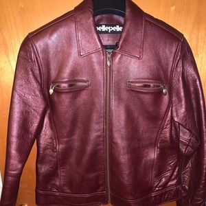 Vintage Burgundy Metallic leather Jacket